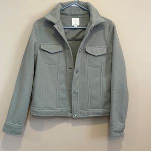 sage green, button up, light weight jacket